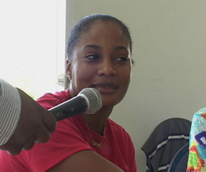 Mrs Marissa Claxton one of the booth operators speaking to the Government Press - alloitali