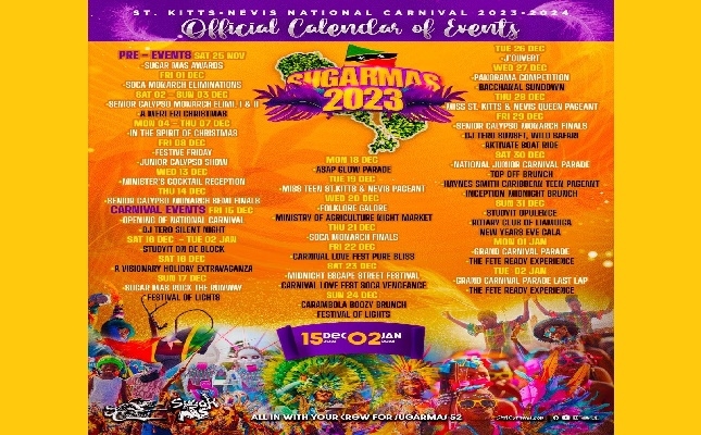 St. Kitts Carnival 2023: Sugar Mas 52 Fete List - The Curly Jenny